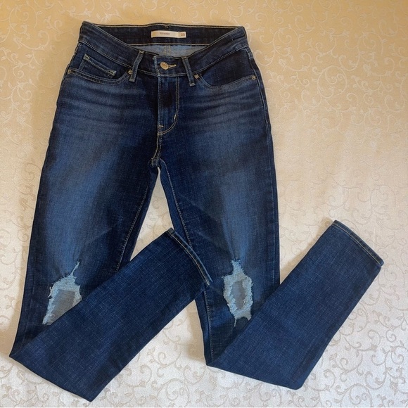 Levi 711 Skinny Distressed Knee Jeans - Picture 8 of 16